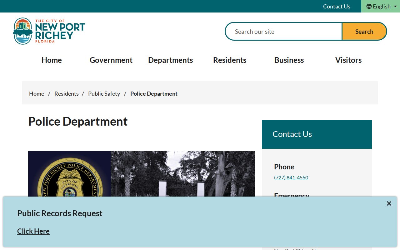 New Port Richey Police Department official arrest information in Pasco County