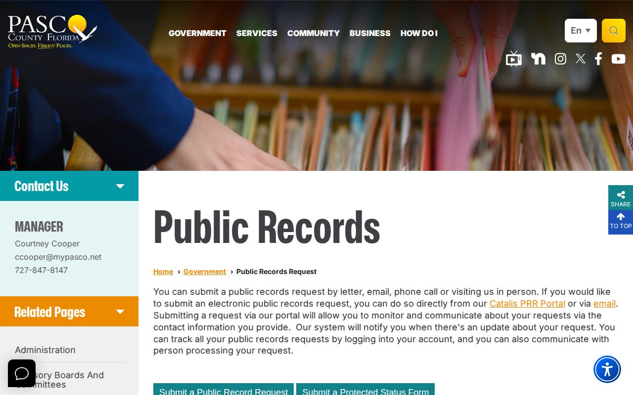Pasco County Corrections booking record public request route