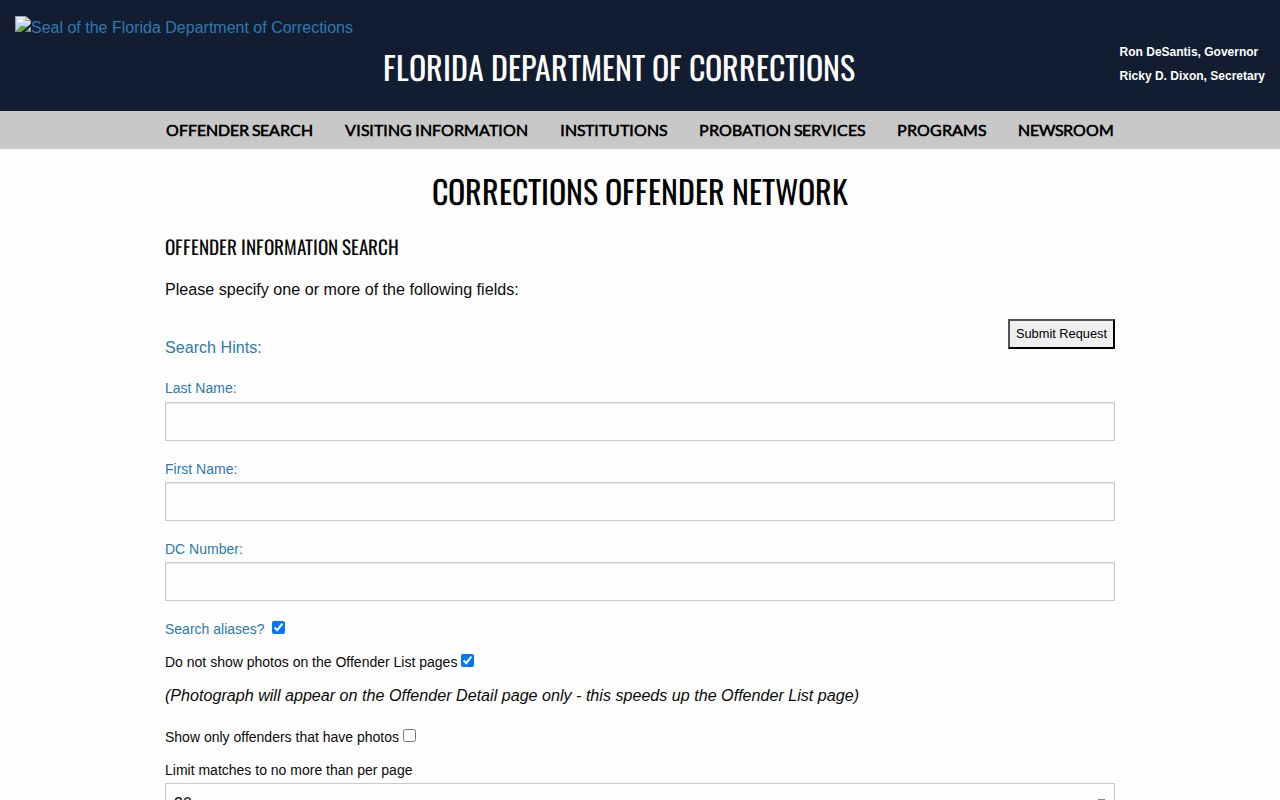 Florida Department of Corrections Pasco County offender record search