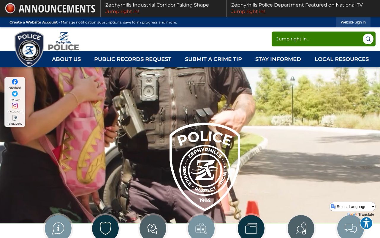 Zephyrhills Police Department official arrest records source in Pasco County